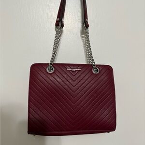 Karl Lagerfeld Deep Red Chevron Shoulder Bag